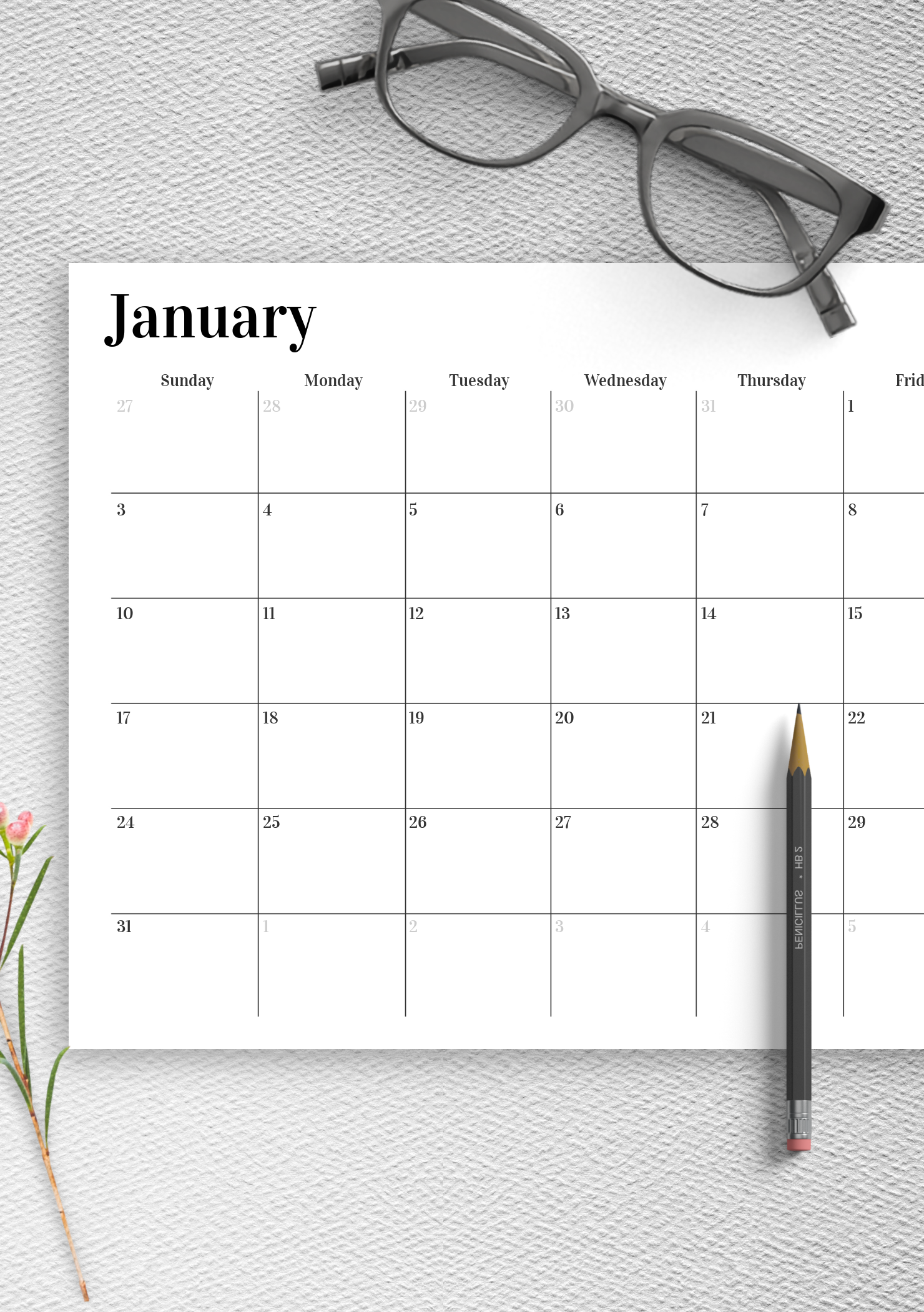 Free Printable Monthly Calendar With Notes