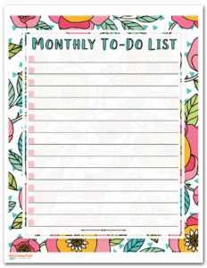 Printable Monthly To Do List Template Riset