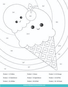 Printable Multiplication Color By Number Worksheets PDF Downloads