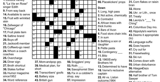 Free Printable New York Times Crossword Puzzles