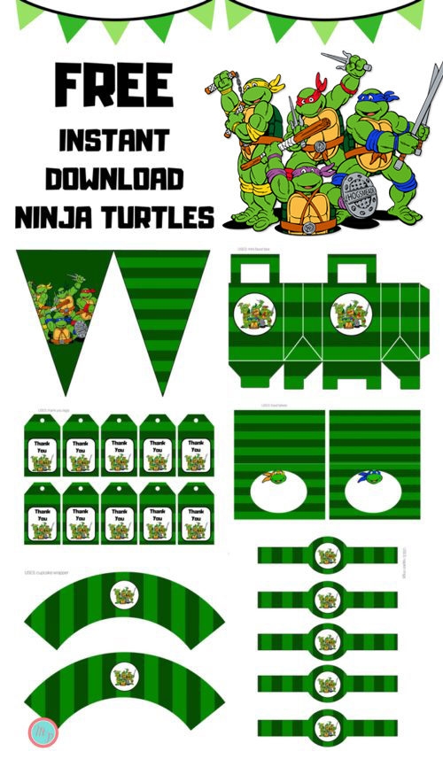 Free Printable Ninja Turtle Cupcake Toppers