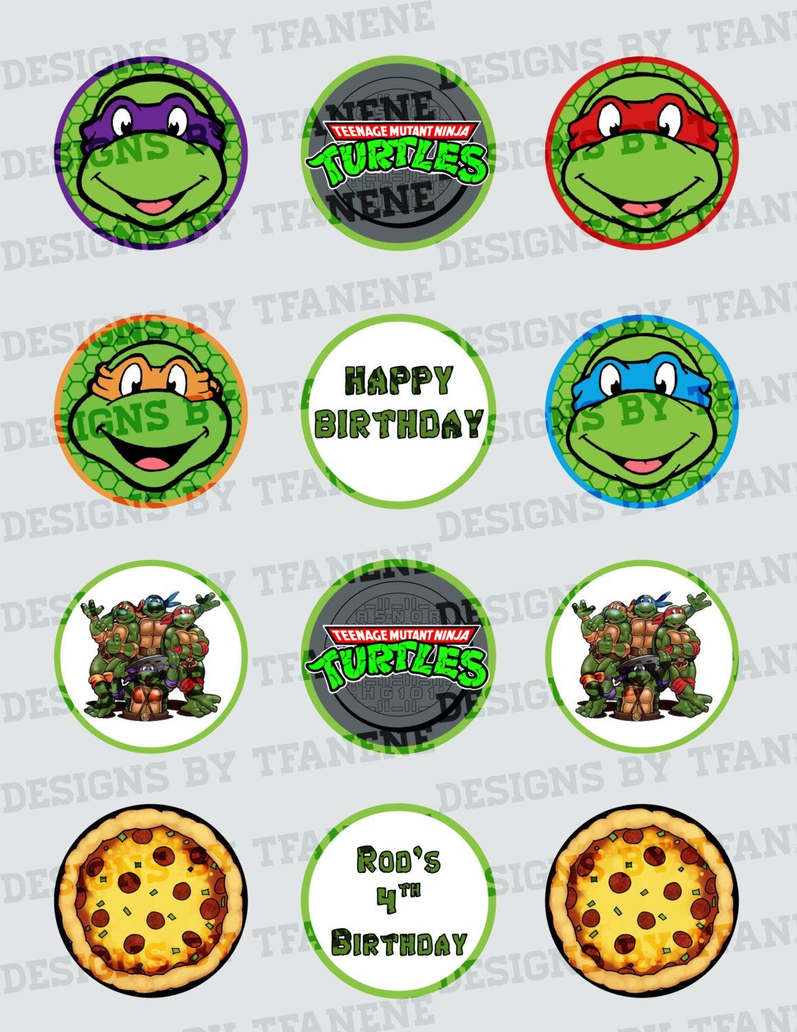 Printable Ninja Turtle Cupcake Toppers