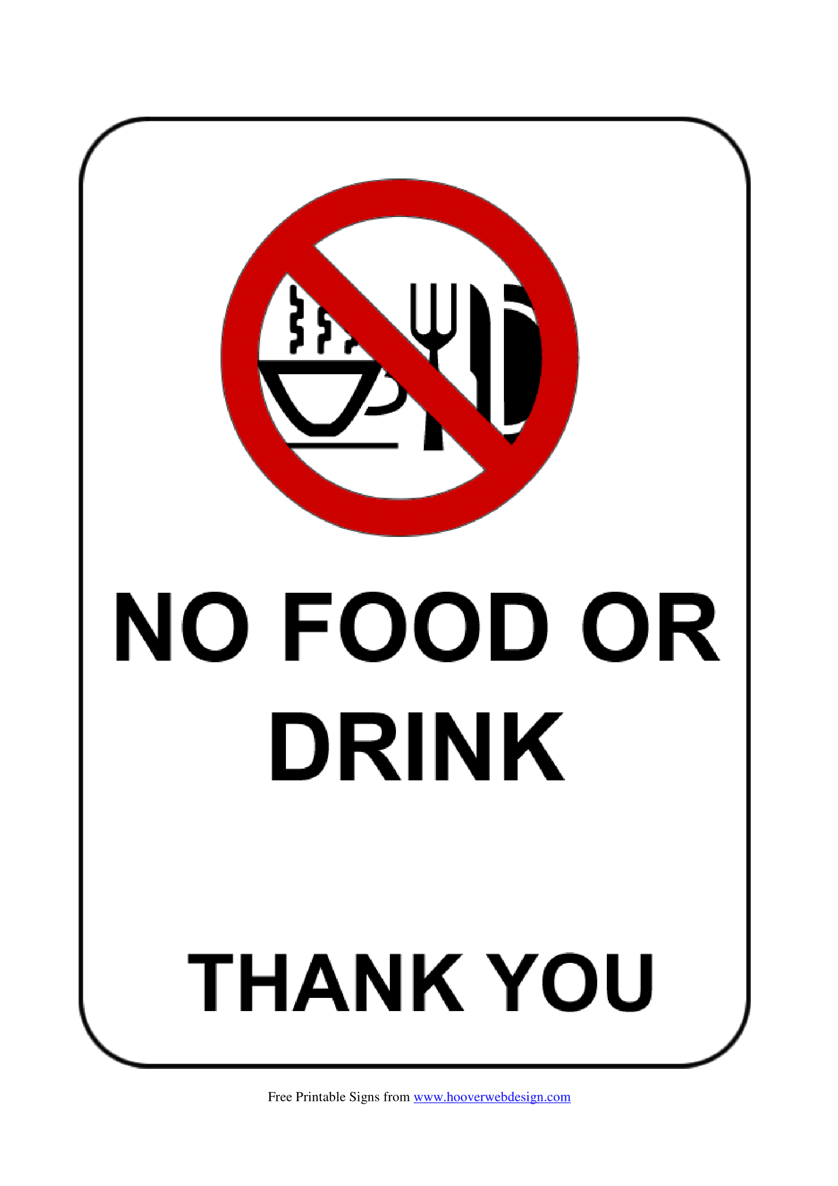 Printable No Food Or Drink Sign