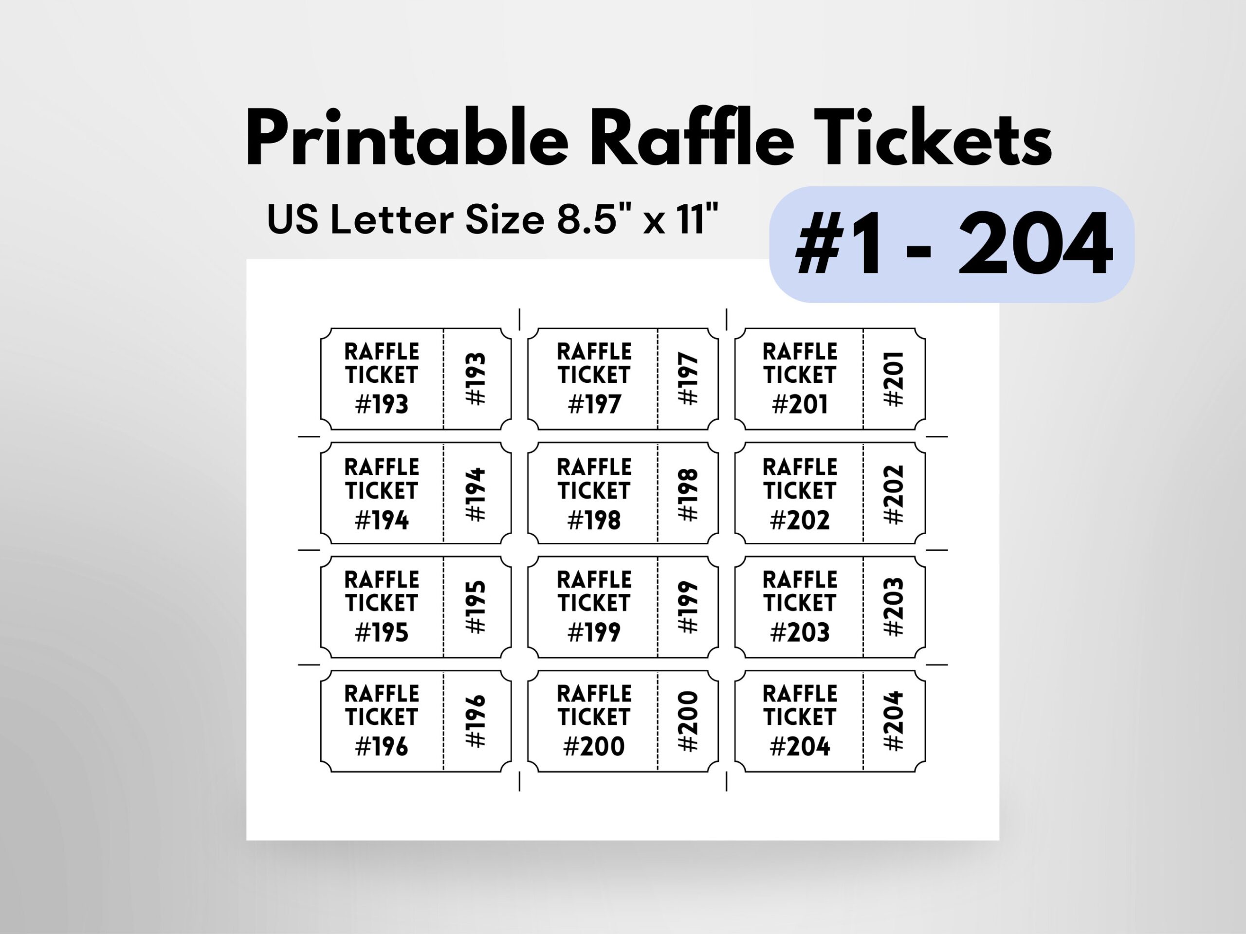 Printable Numbered Raffle Ticket Enter To Win Tickets With Numbers 