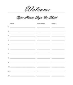 Printable Open House Sign In Sheet Free Printable Templates
