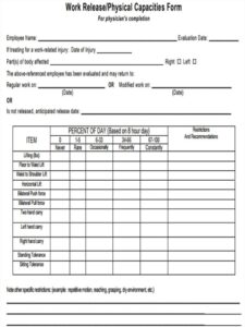 Printable Physical Form For Work NewFreePrintable