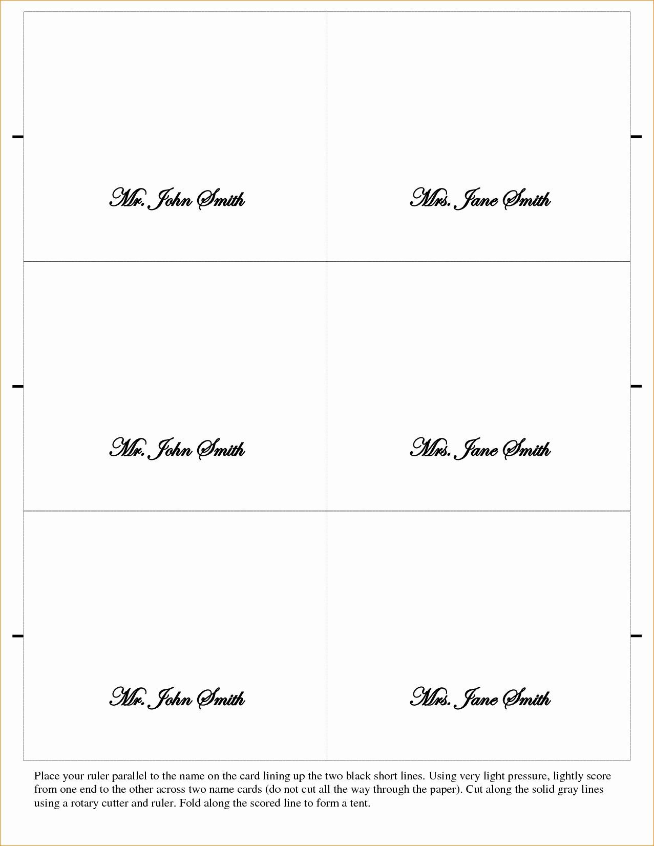 Printable Place Card Template Word