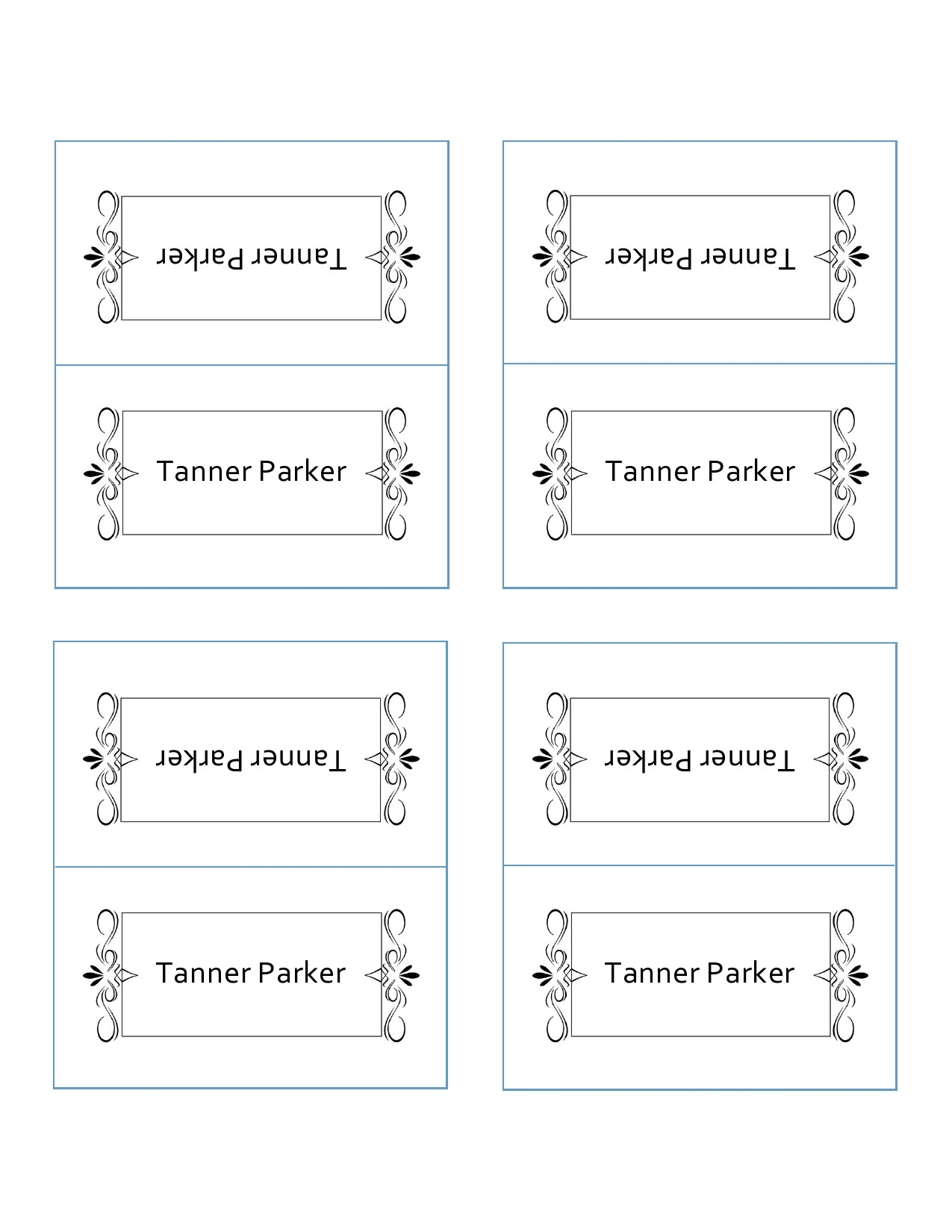 Printable Place Card Template Word
