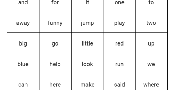 Free Printable Pre K Sight Words
