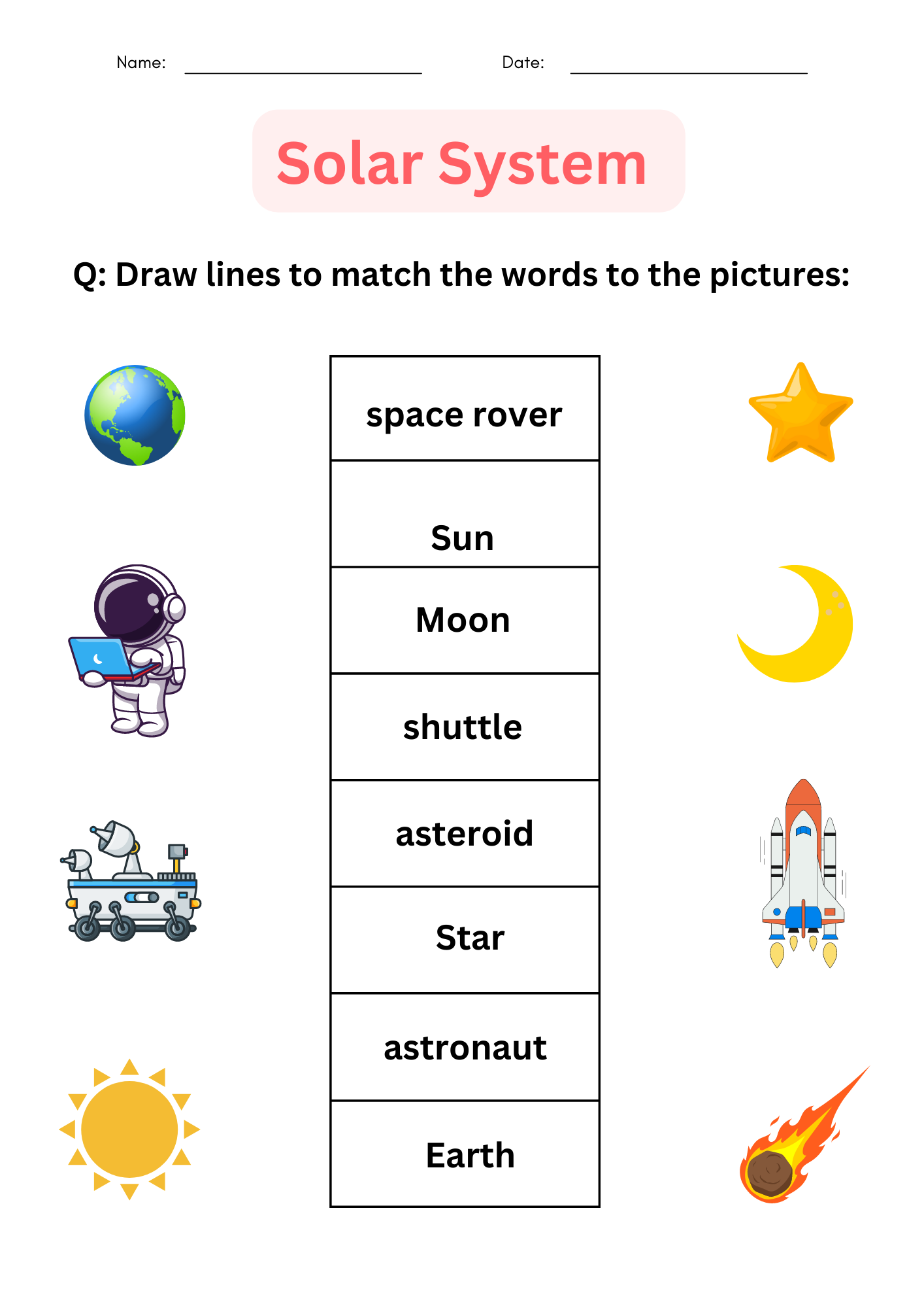 Printable Preschool Solar System Worksheets For Kindergarten Made By 