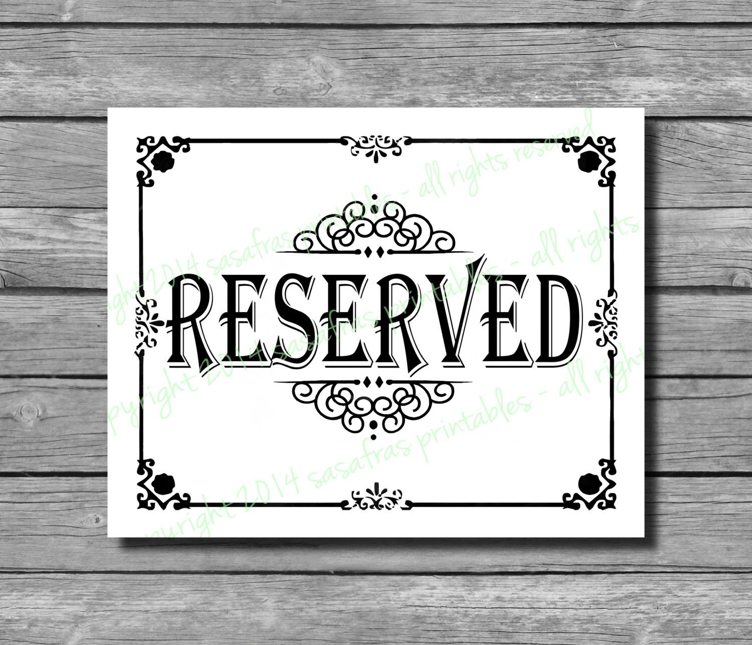 Free Printable Reserved Signs For Wedding