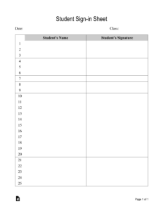 Printable Sign In Sheet