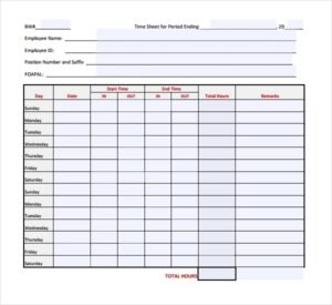 Printable Simple Biweekly Timesheet Template
