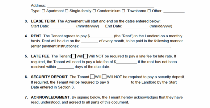 Free Printable Basic Rental Agreement Template