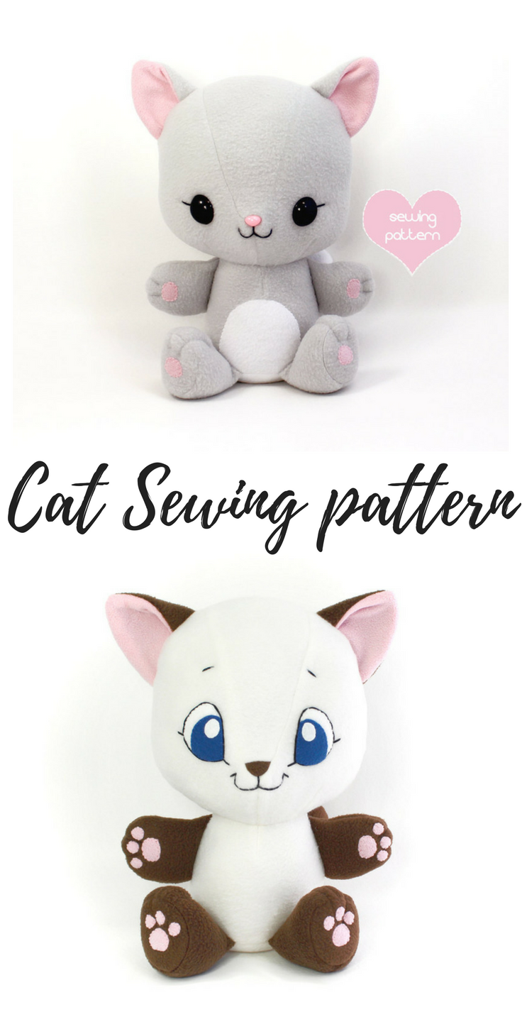 Printable Stuffed Cat Sewing Pattern Free