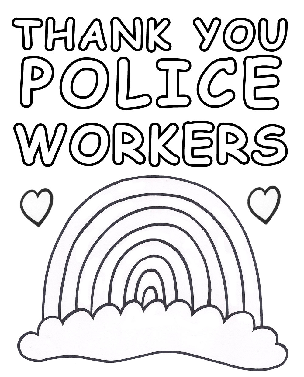 Printable Thank You Police Officer Coloring Page