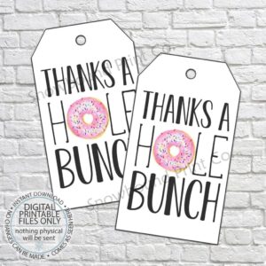 PRINTABLE Thanks A Hole Bunch Tag Pink Donuts Donut Gifts Donut