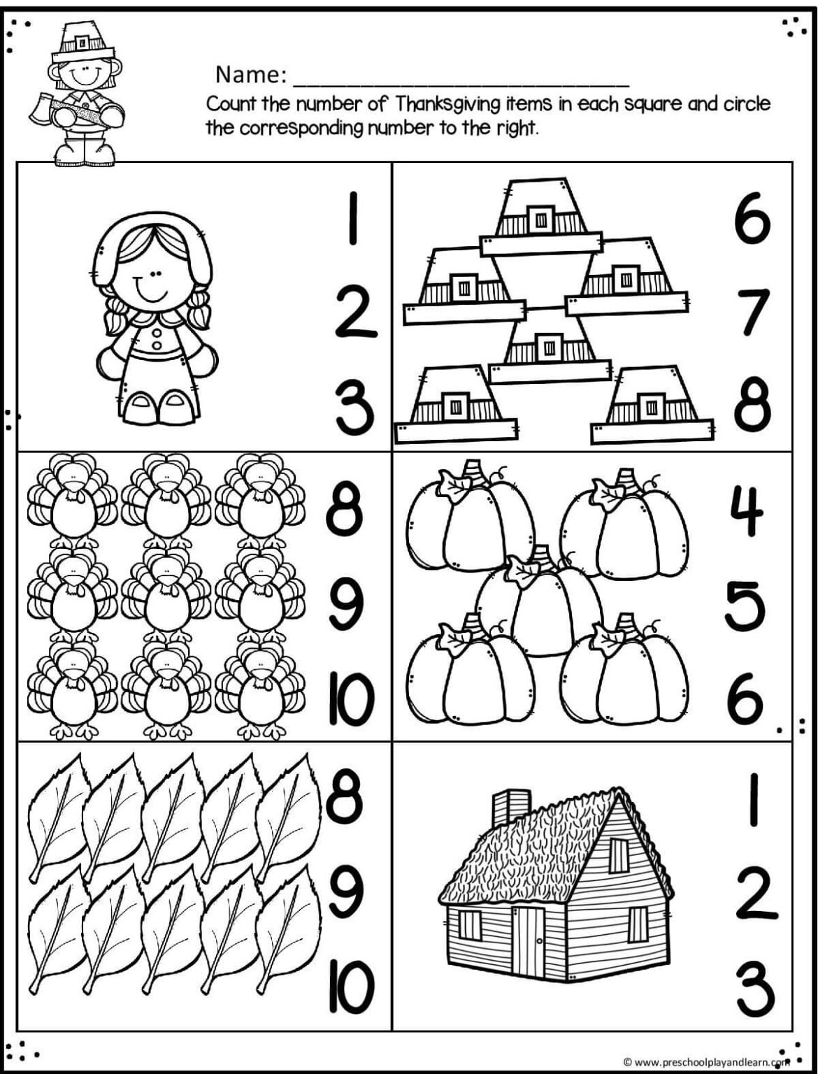Printable Thanksgiving Worksheets For Kindergarten