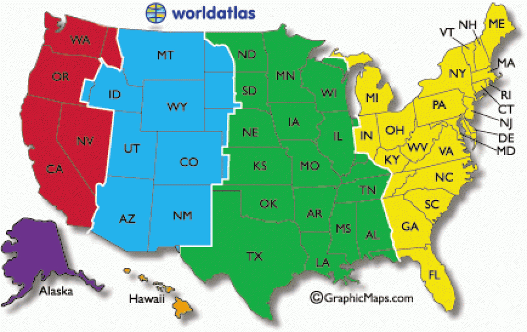 Free Time Zone Map Usa Printable