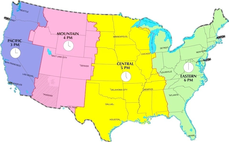 Printable Time Zone Map Usa