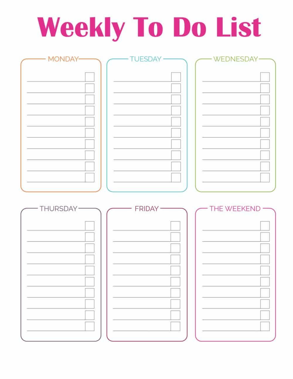Printable To Do List Free