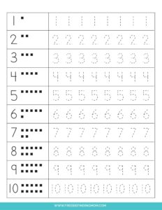 Printable Tracing Numbers Worksheets 1 To 20