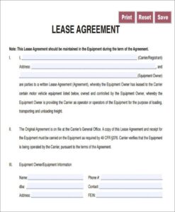 Printable Trucking Company Owner Operator Lease Agreement Form Pdf