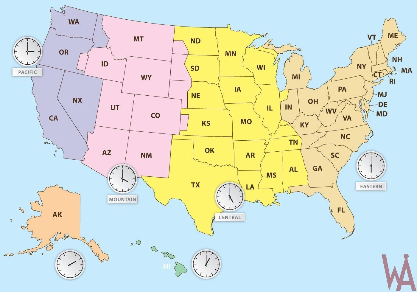 Printable United States Time Zone Map Printable Free Templates