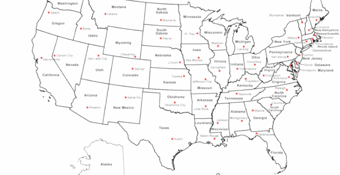Free Printable United States Map With Capitals