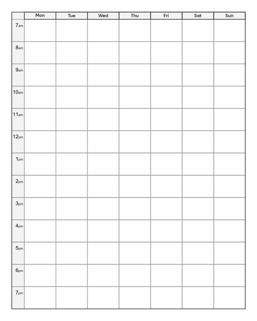 Printable Weekly Calendar With Time Slots