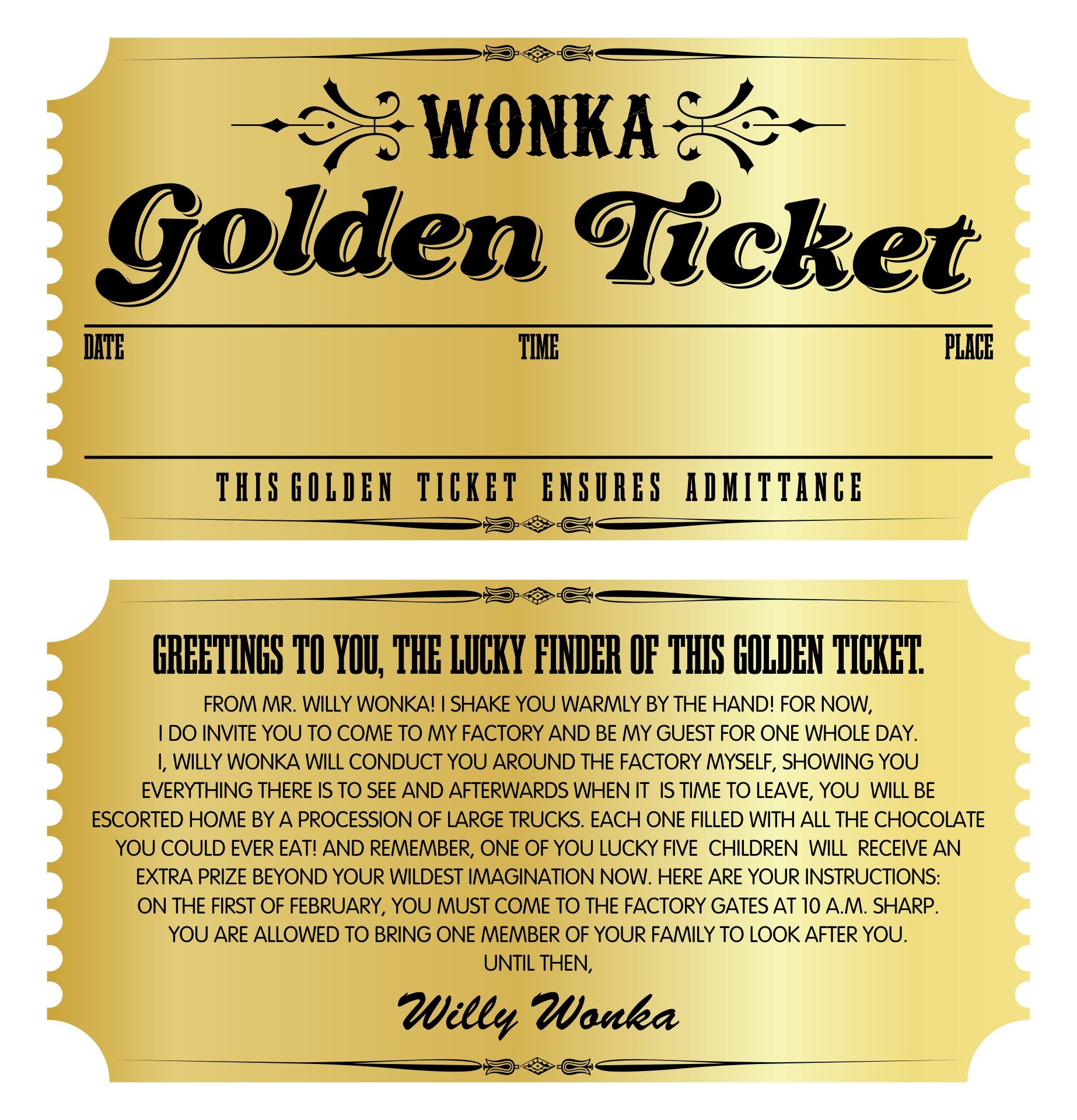 Printable Willy Wonka Golden Ticket Template Printable Templates Free