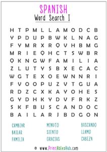 Printable Word Search In Spanish Printable Word Searches