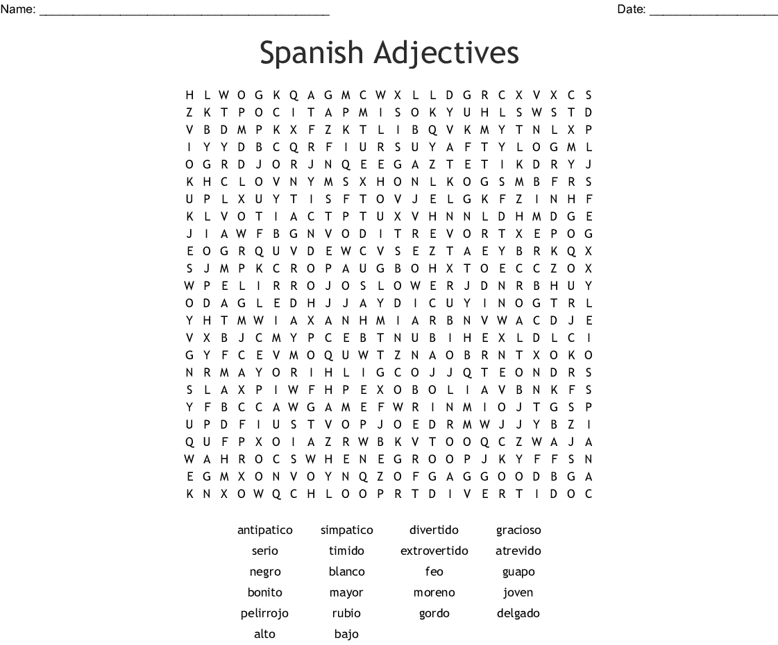 Printable Word Searches In Spanish FreePrintableTM