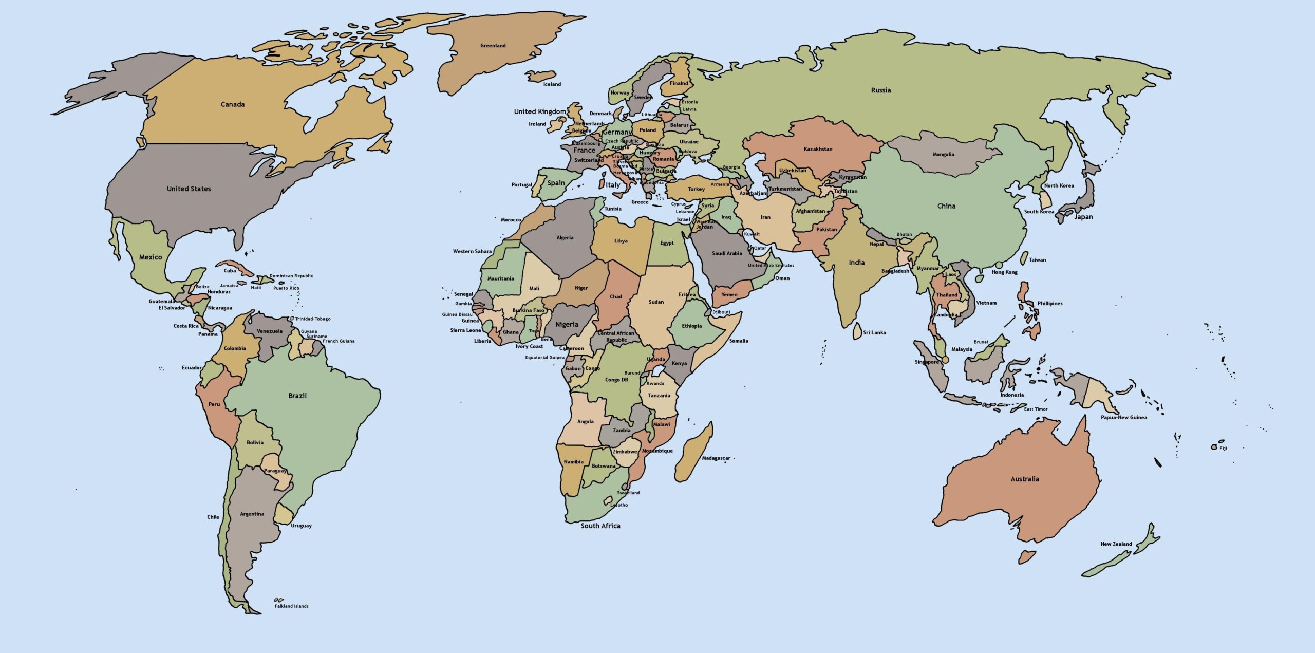 Free Printable World Map With Countries