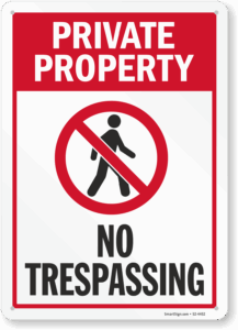 Private Property No Trespassing Signs