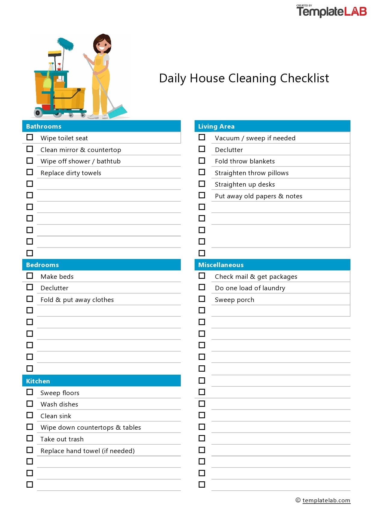 Professional House Cleaning Checklist Printable Free