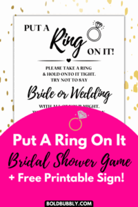 Put A Ring On It Bridal Shower Game Free Printable Sign For The Spark