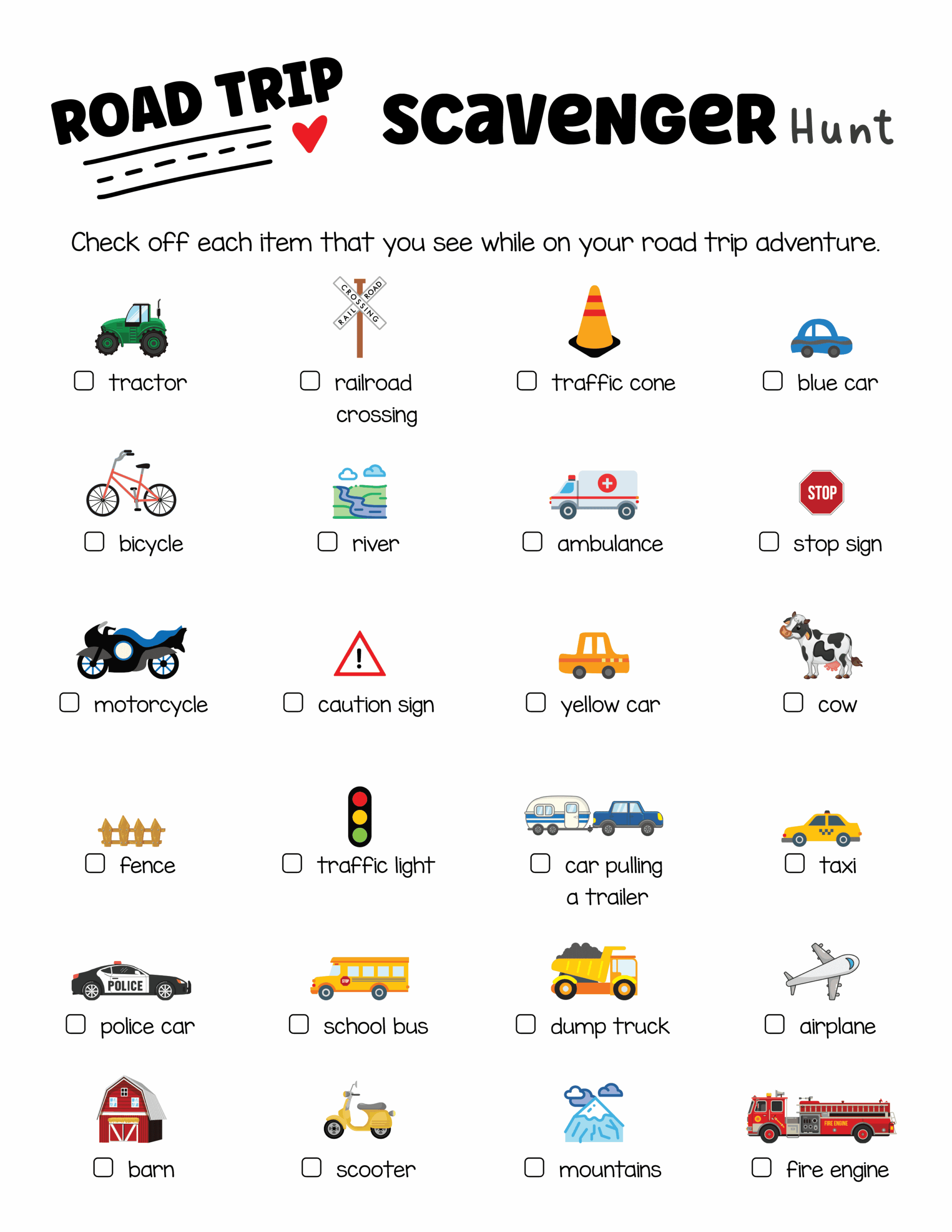 Road Trip Scavenger Hunt Free Printable Activity To K Vrogue co