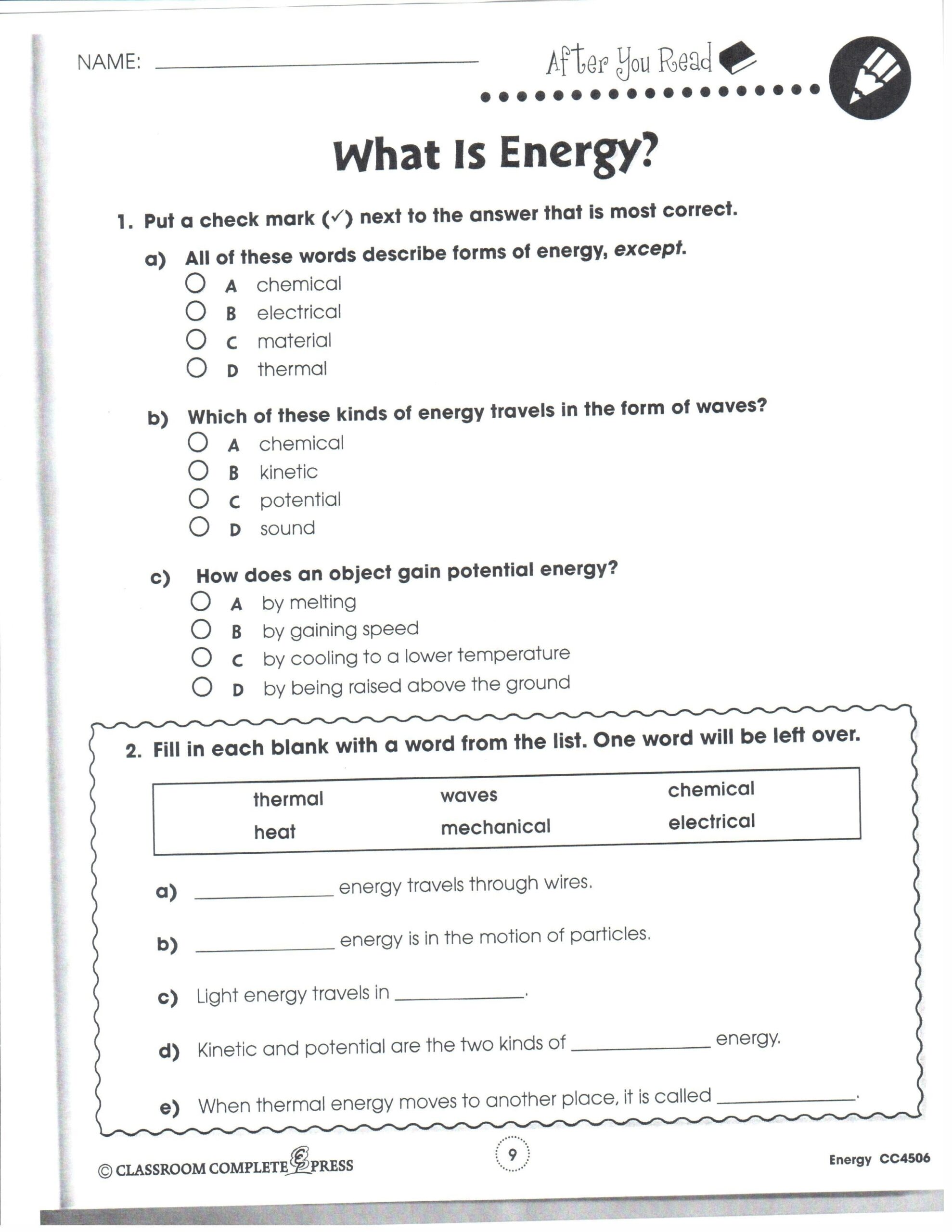 Second Grade Science Worksheets