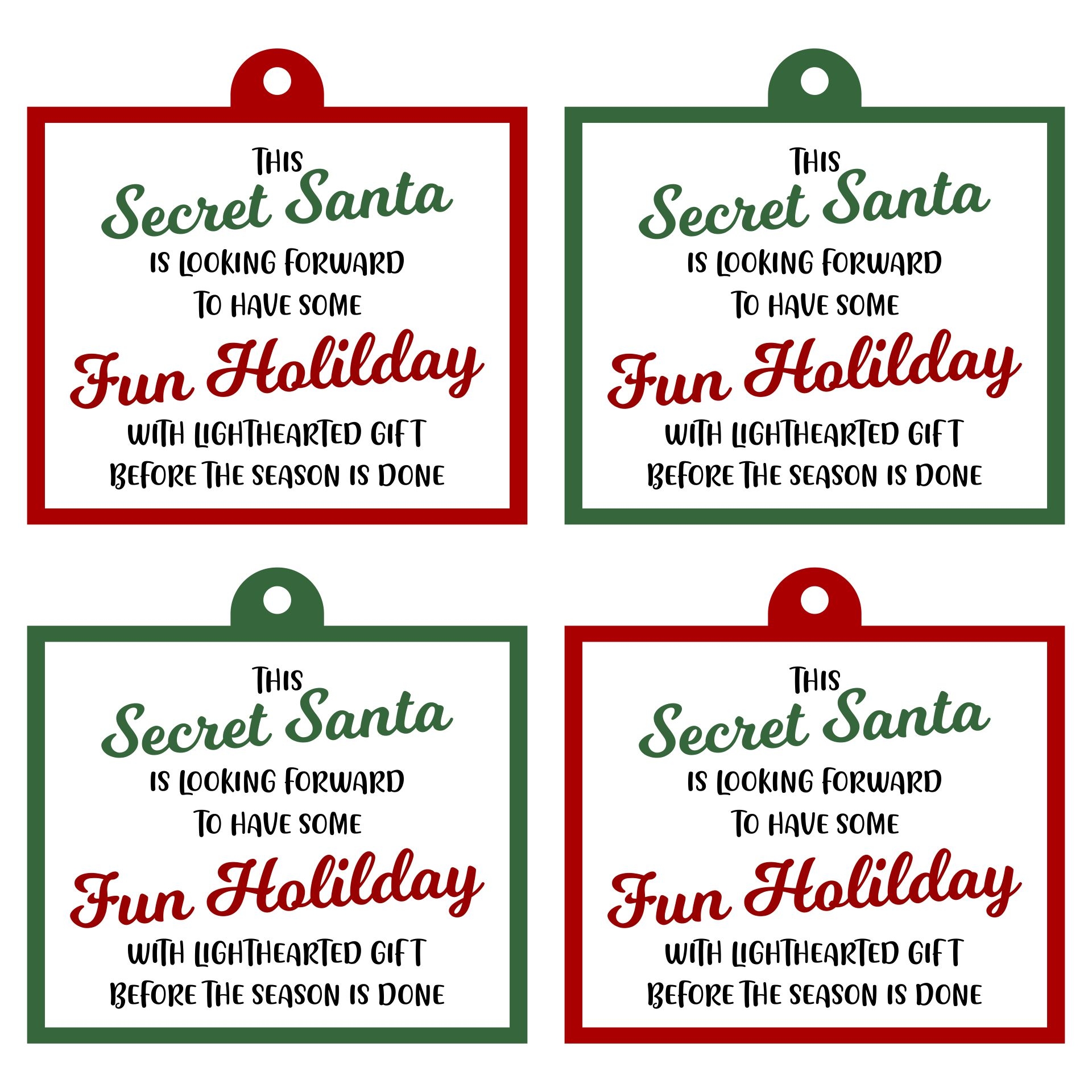Secret Santa Gift Tags 10 Free PDF Printables Printablee