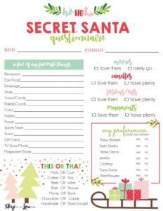 Secret Santa Questions Template Printable Printables Template Free