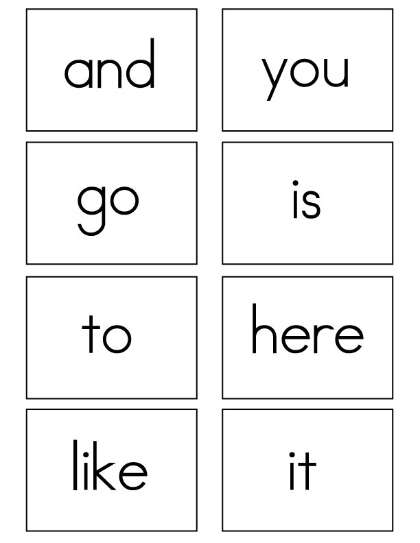 Sight Words Printable Flash Cards