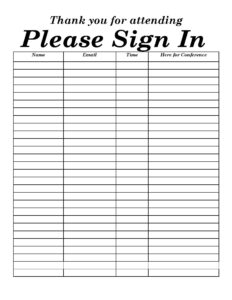 Sign In Sheet Template 8 Free Printable Formats Images
