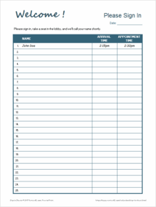 Sign In Sheet Template Editable