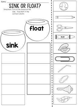 Sink And Float Worksheet For Kindergarten