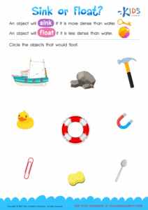 Sink Or Float Printable Free Physical Science Worksheet For Kids