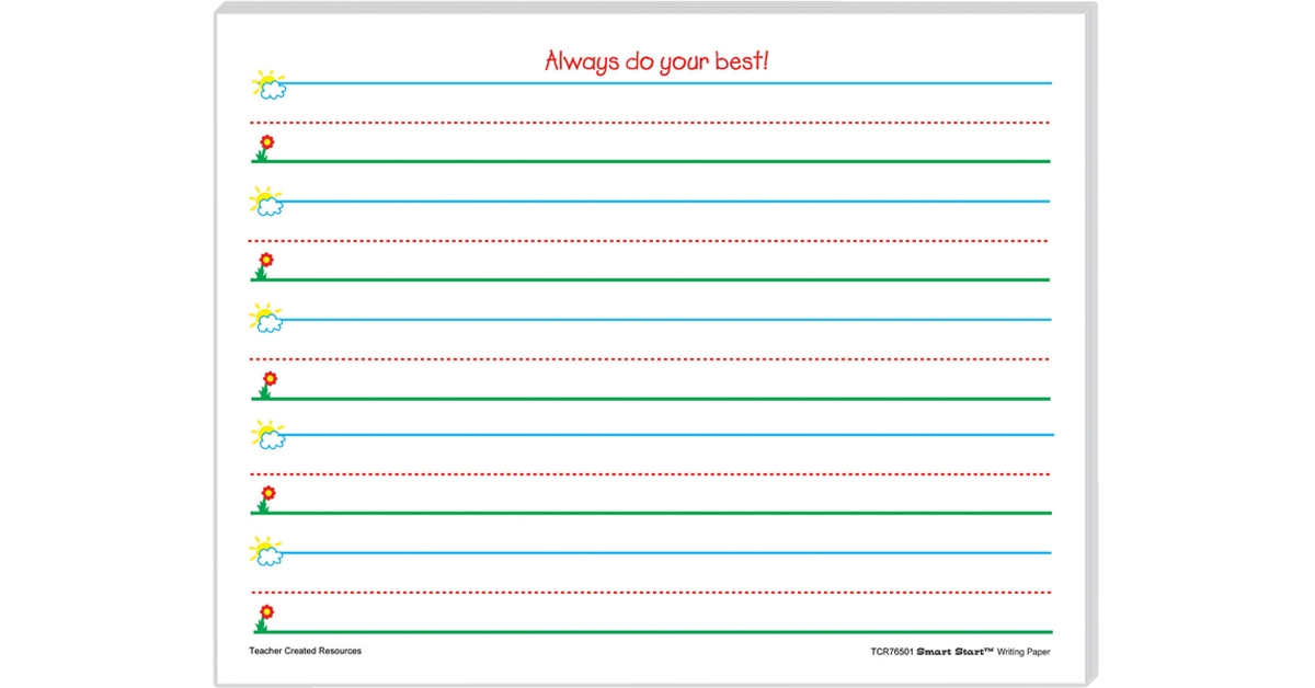 Smart Start K 1 Writing Paper 100 Sheets TCR76501 Teacher Created 