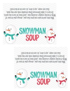 Snowman Soup Free Printable Bag Toppers
