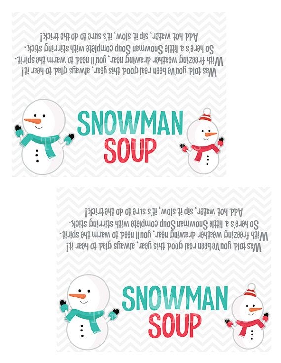 Snowman Soup Free Printable Bag Toppers