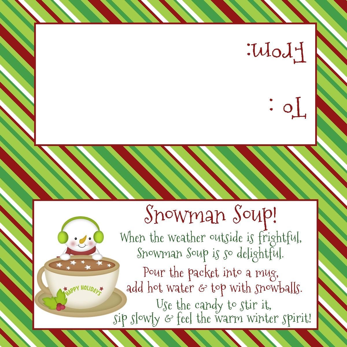 Snowman Soup Free Printable Bag Toppers
